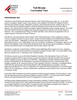 CV for Neil Broom Expert Witness in Computer Forensics Investigations in Phoenix